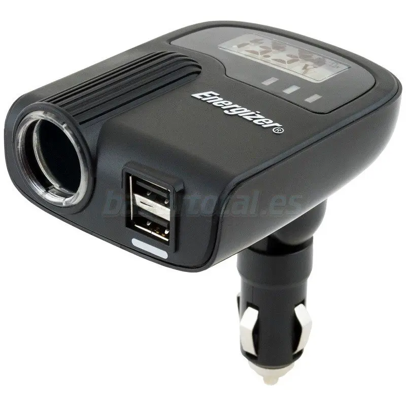 CARGADOR ENERGIZER® USB DOBLE 12V MECHERO COCHE CON INDICADOR DE VOLTAJE DE BATERIA