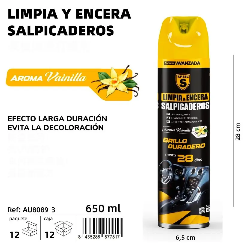LIMPIA Y ENCERA SALPICADEROS VAINILLA 650 ML.