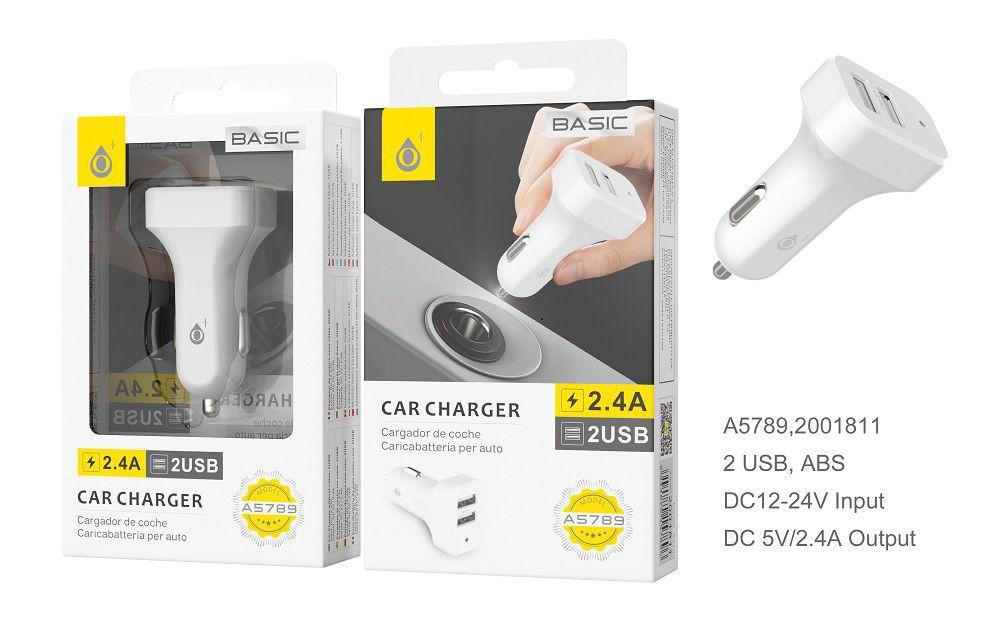 CARGADOR COCHE / 2,4A / 2 USB
