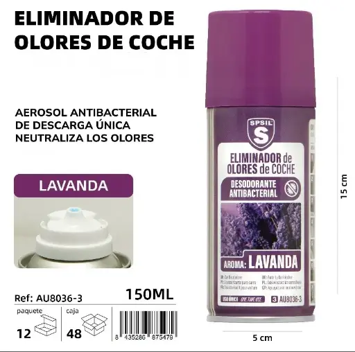 ELILMINADOR DE OLORES DE COCHE ( LAVANDA ) 150 ML.