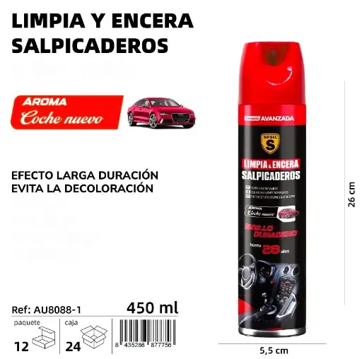 LIMPIA Y ENCERA SALPICADEROS COCHE NUEVO 450 ML.
