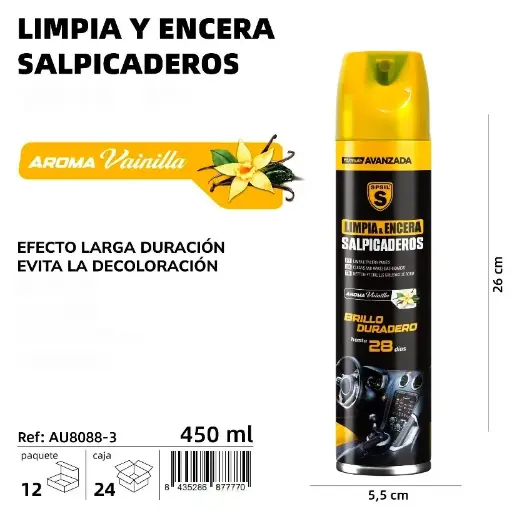 LIMPIA Y ENCERA SALPICADEROS VAINILLA 450 ML.