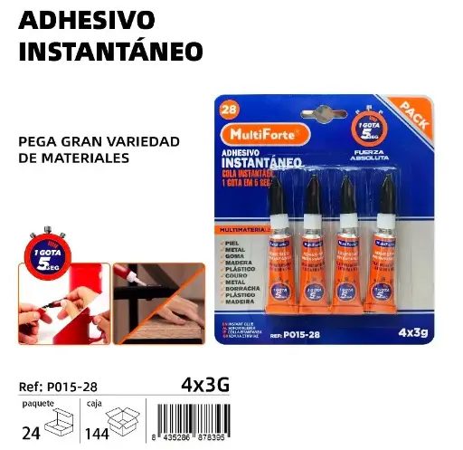 ADHESIVO INSTANTANEO 4 UND. X 3 GRAMOS