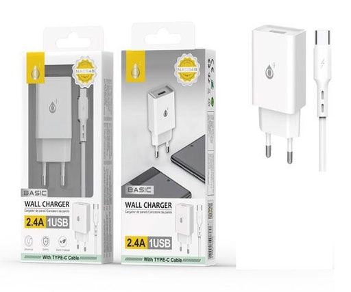 CARGADOR RED + CABLE TIPO-C / 2,4A / 1 USB