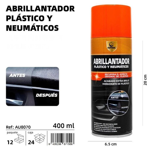 ABRILLANTADOR PLASTICOS Y NEUMATICOS 400 ML.