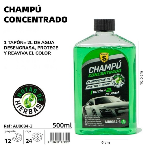 CHAMPU CONCENTRADO HIERBAS 500 ML.