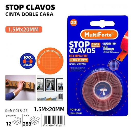 STOP CLAVOS CINTA DOBLE CARA 1.5X20MM