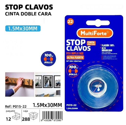 STOP CLAVOS CINTA DOBLE CARA 1.5X30MM