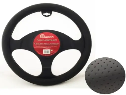 FUNDA VOLANTE IMITACION PIEL DE OVEJA NEGRO 37 A 39 CM.
