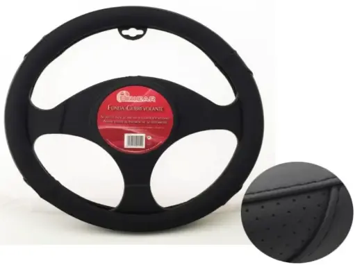 FUNDA VOLANTE SIMIL PIEL NEGRO 37 A 39 CM.