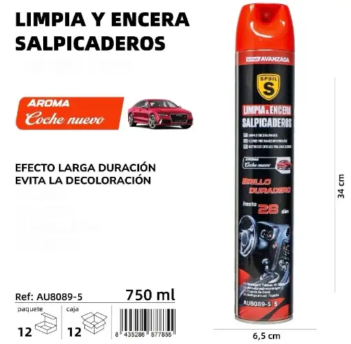 LIMPIA Y ENCERA SALPICADEROS COCHE NUEVO 750 ML.
