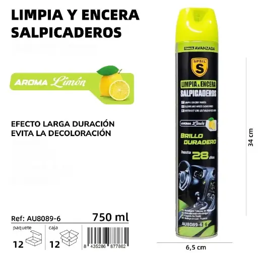 LIMPIA Y ENCERA SALPICADEROS LIMON 750 ML.