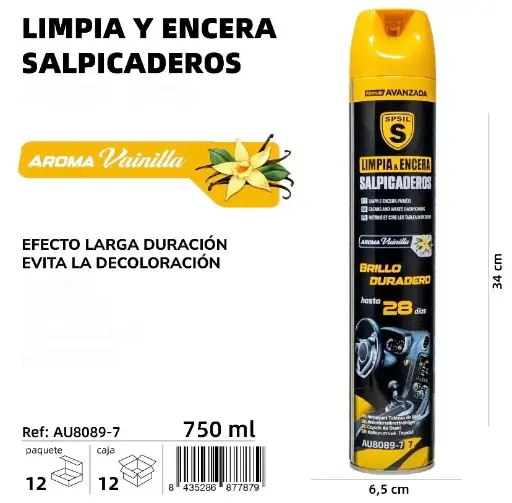 LIMPIA Y ENCERA SALPICADEROS VAINILLA 750 ML.