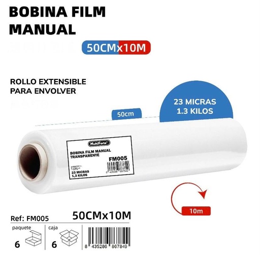 BOBINA FILM MANUAL 50CMX10M